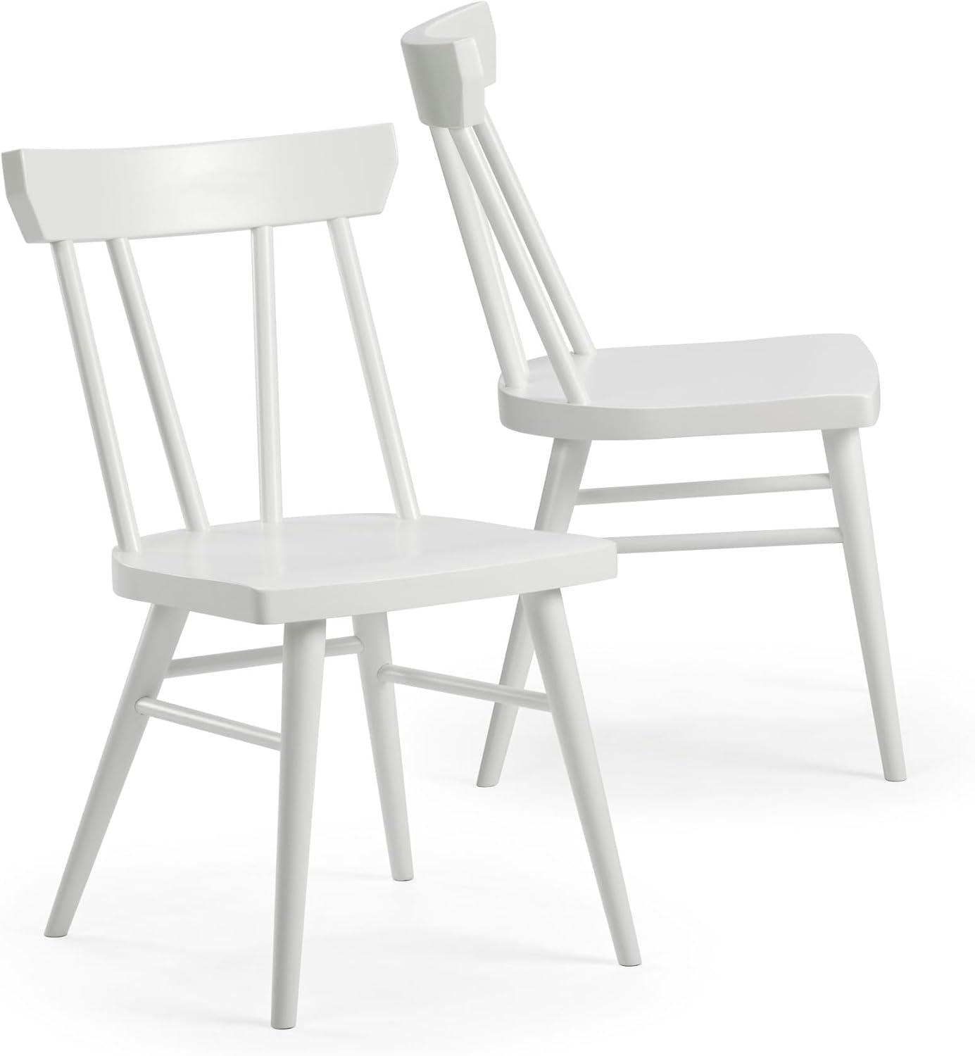Plank+Beam Windsor Dining Chair Set of 2, Solid Wood Chairs for Kitchen, Office, Living Room, White