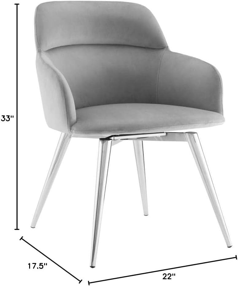 Casabianca Home Pirouette 180 swivel dining chair in gray velvet.
