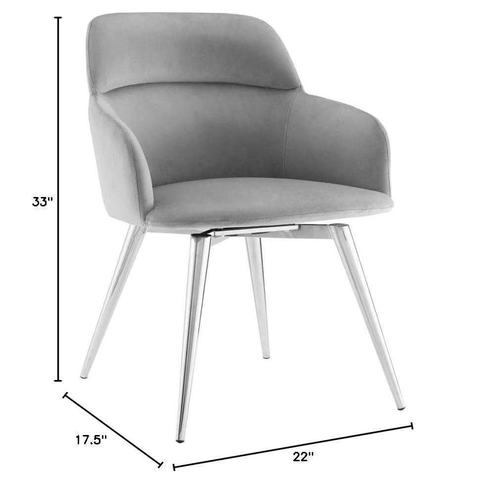Casabianca Home Pirouette 180 swivel dining chair in gray velvet.