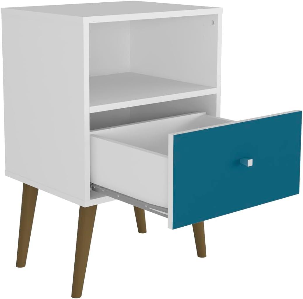 Liberty 1.0 Mid Century Modern Nightstand White/Aqua Blue - Manhattan Comfort