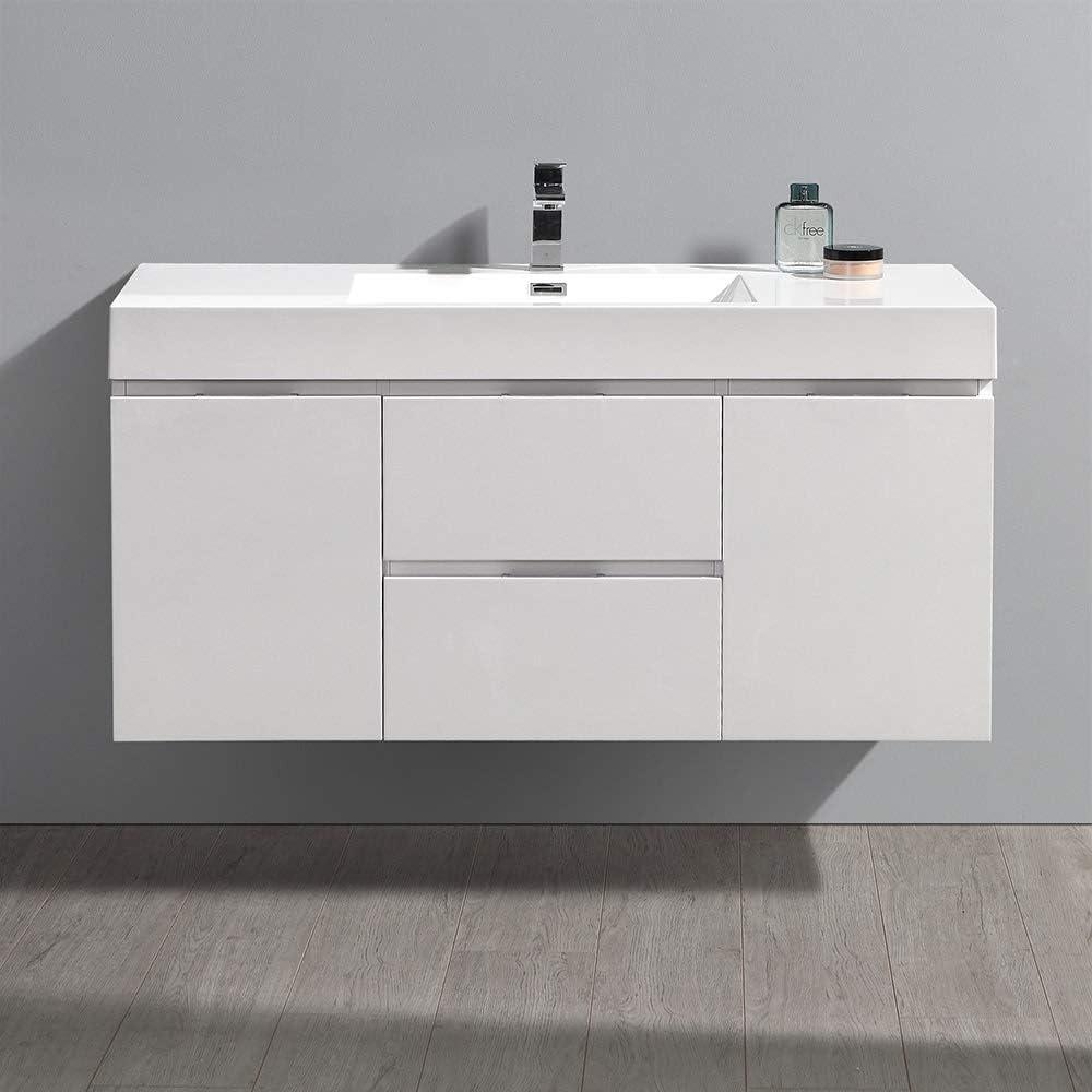 Valencia 48" Wall Mount Single Sink Bathroom Vanity with Top and Sink (Faucet Not Included)