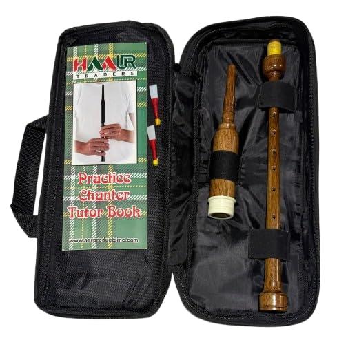AAR Long Bagpipe Practice Chanter Length 21" Natural color Rosewood Scottish Highland Reeds, Bag & Book