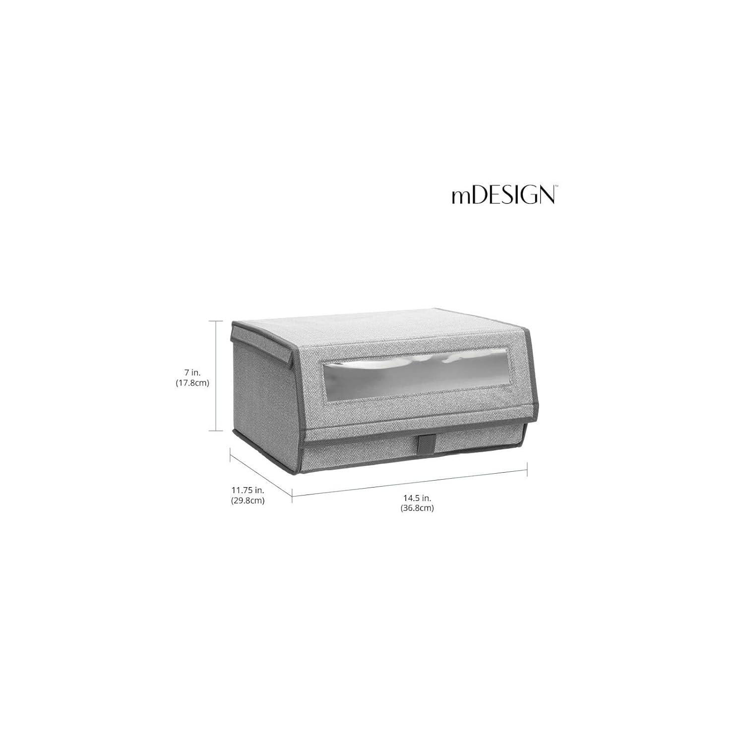 mDesign Large Fabric Closet Shoe Storage Box