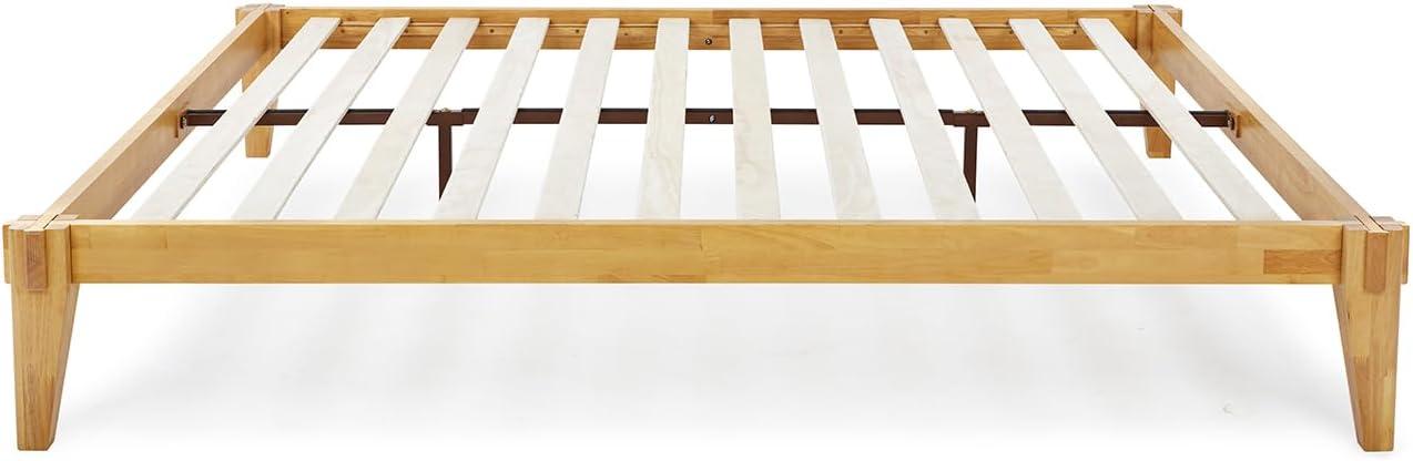 Natural Wood King Platform Bed Frame with Storage