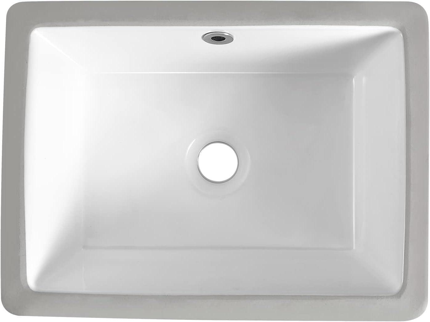 16 Inch White Ceramic Rectangular Undermount Bathroom Sink