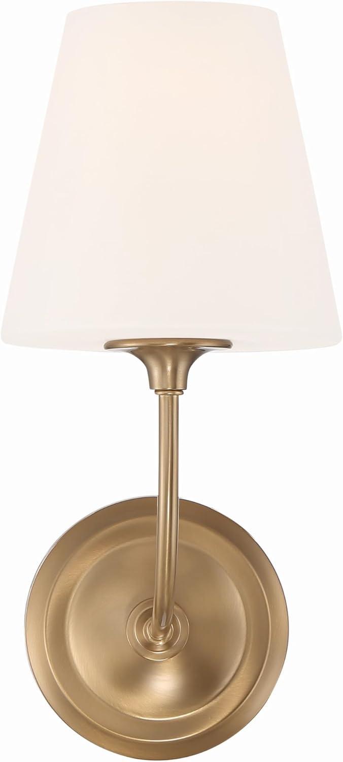 Vibrant Gold Geometric Sconce with White Glass Shade