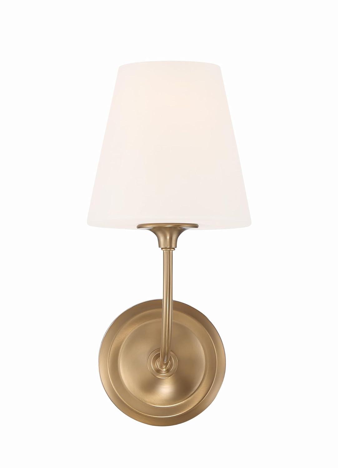 Vibrant Gold Geometric Sconce with White Glass Shade