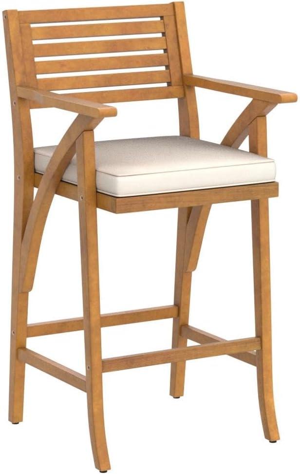 Best Choice Products Set of 2 Outdoor Acacia Wood Bar Stools Bar Chairs w/ Weather-Resistant Cushions - Teak Finish