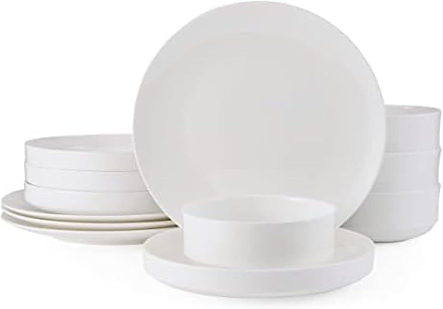Mikasa Mikasa Macie 12-Piece Lightweight Chip-Resistant Bone China Dinnerware Set, Service for 4