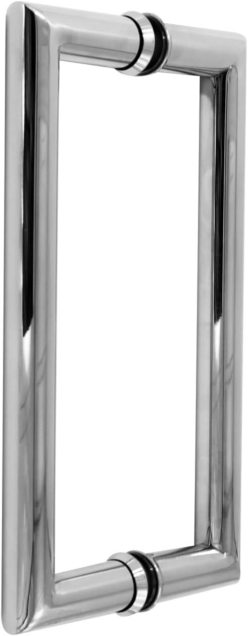 CKB 8" Shower Door Handle, Stainless Steel Shower Door Pull Compatible with 1/3" to 1/2" Glass Thickness, Back to Back Glass Door Handle with Polished Steel