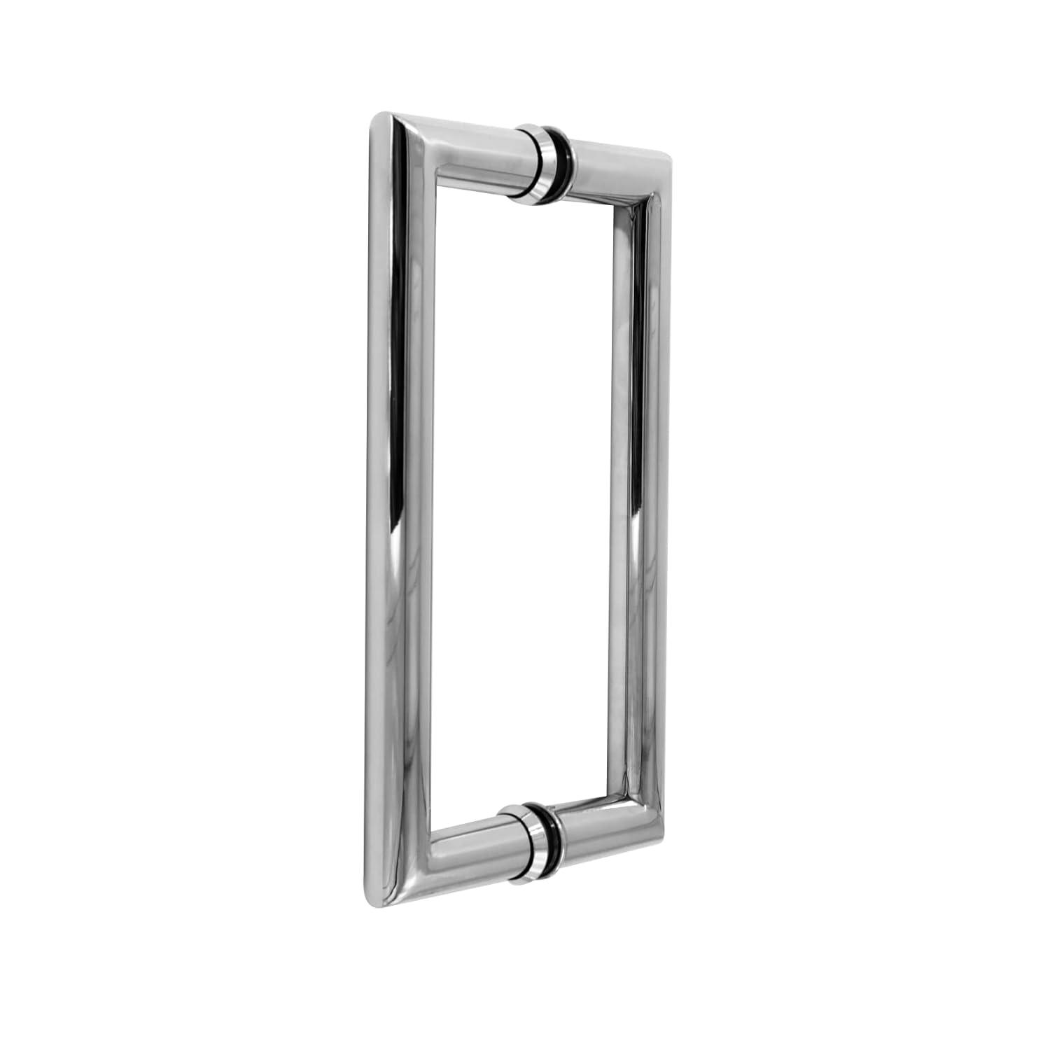 CKB 8" Shower Door Handle, Stainless Steel Shower Door Pull Compatible with 1/3" to 1/2" Glass Thickness, Back to Back Glass Door Handle with Polished Steel