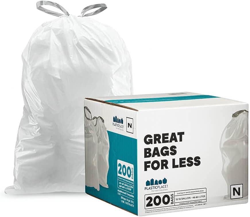 Plasticplace Custom Fit Trash Bags, Compatible with simplehuman Code N (200 Count)