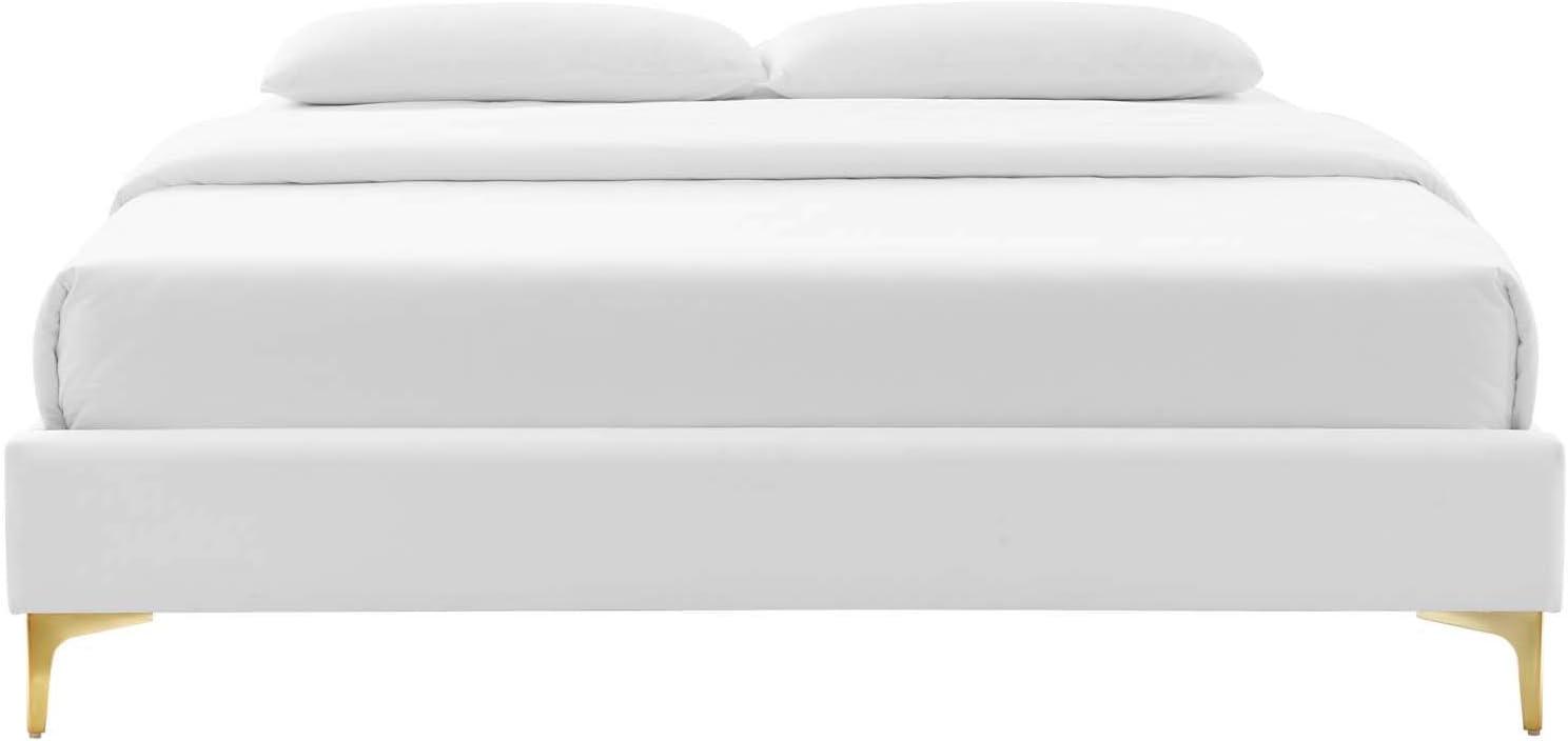 Modway Sutton Queen Modern Performance Velvet Bed Frame in White