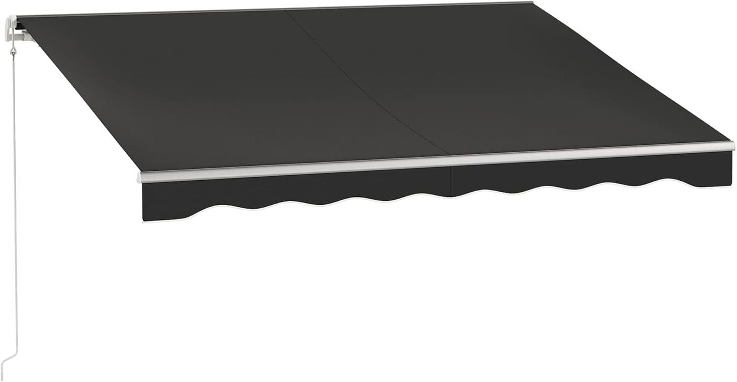 Outsunny 59'' Polyester Cream Cover Motorized Retractable Patio Awning