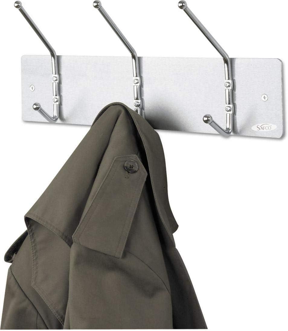 Satin Aluminum and Chrome 3-Hook Wall Rack