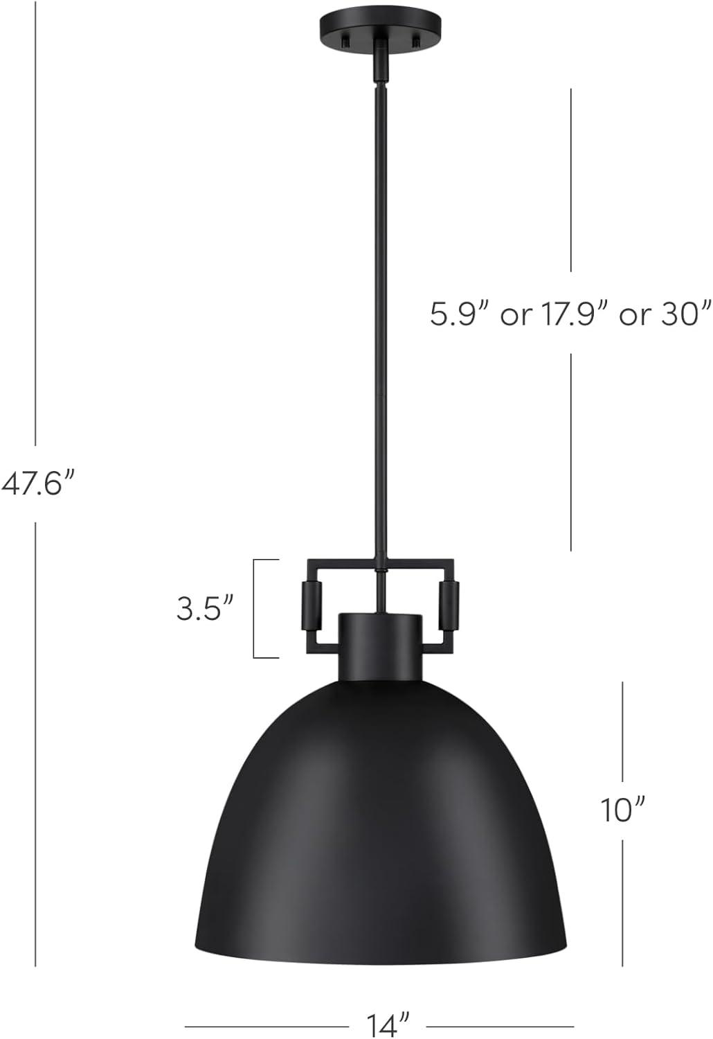 Nathan James (Set of 2) Leigh Brass Dome Shade Pendant Ceiling Lights Matte Black