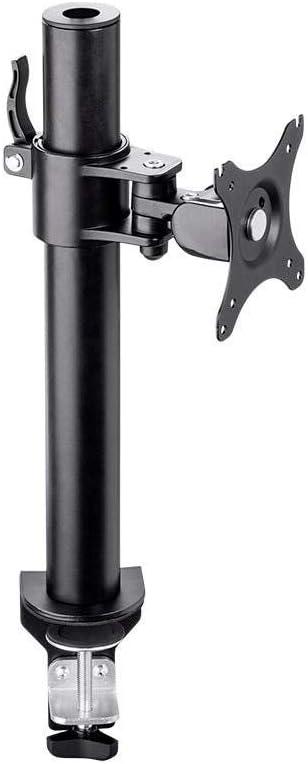 Black Aluminum and Steel Single Monitor Desk Mount with Riser