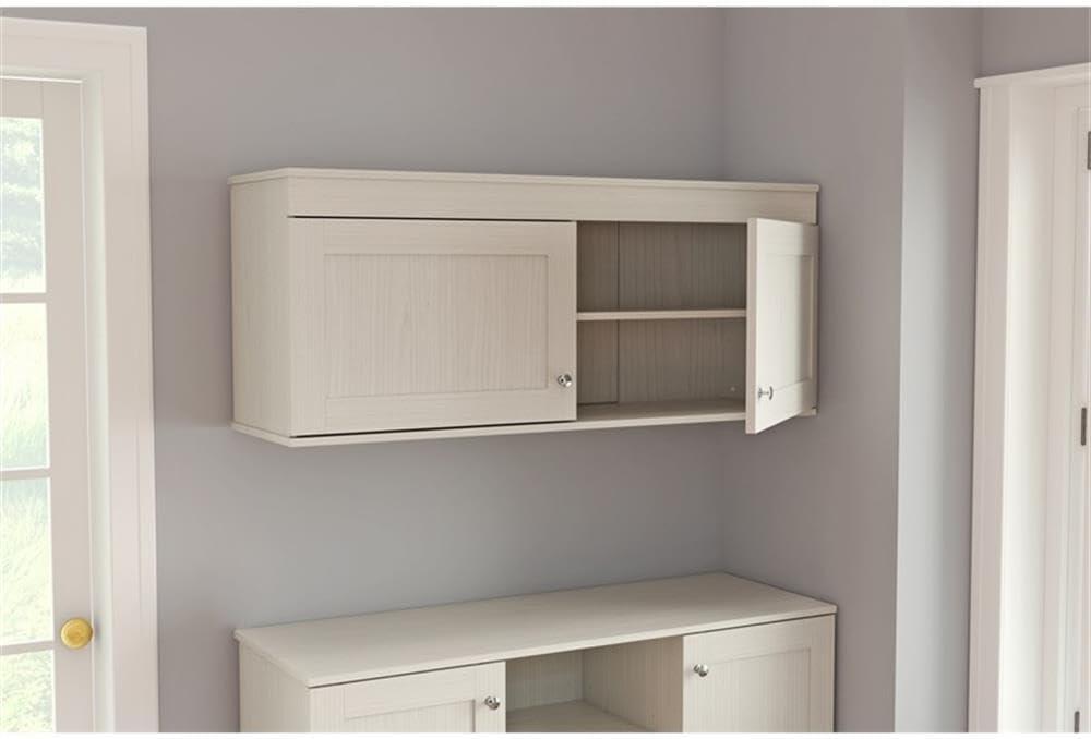 2 Doors Wall Mounted Buffet Cabinet White - Inval: Transitional Style, Adjustable Shelves, Melamine Finish