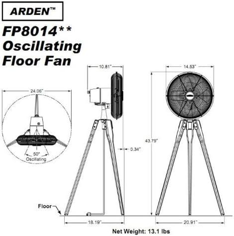 Arden Floor Fan, Satin Nickel