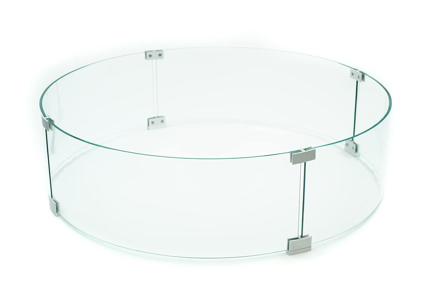 AMS Fireplace AMS Fire Pit Table Round Glass Wind Guard - Fire Flame Guard