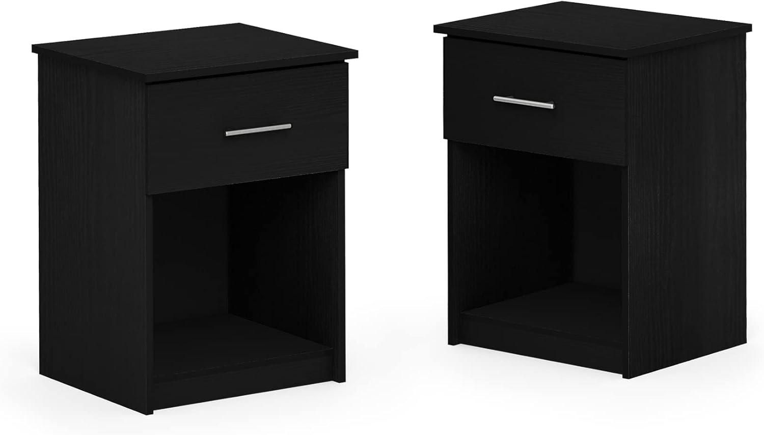 Americano Modern White Wood Nightstand Set of 2 with Drawer