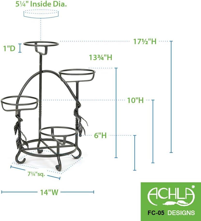 Graphite Wrought Iron Cascading Plant Stand with Vine Handle