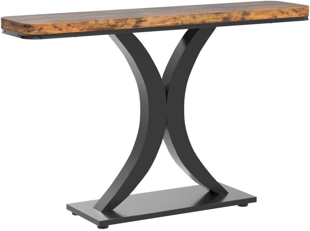 Hommoo 40" Console Table, Narrow Entryway Foyer Table with Geometric Base