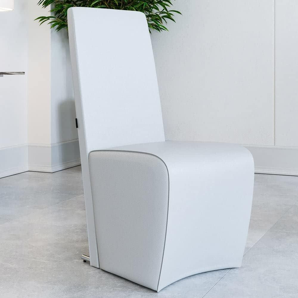 White High Back Faux Leather Upholstered Dining Chair