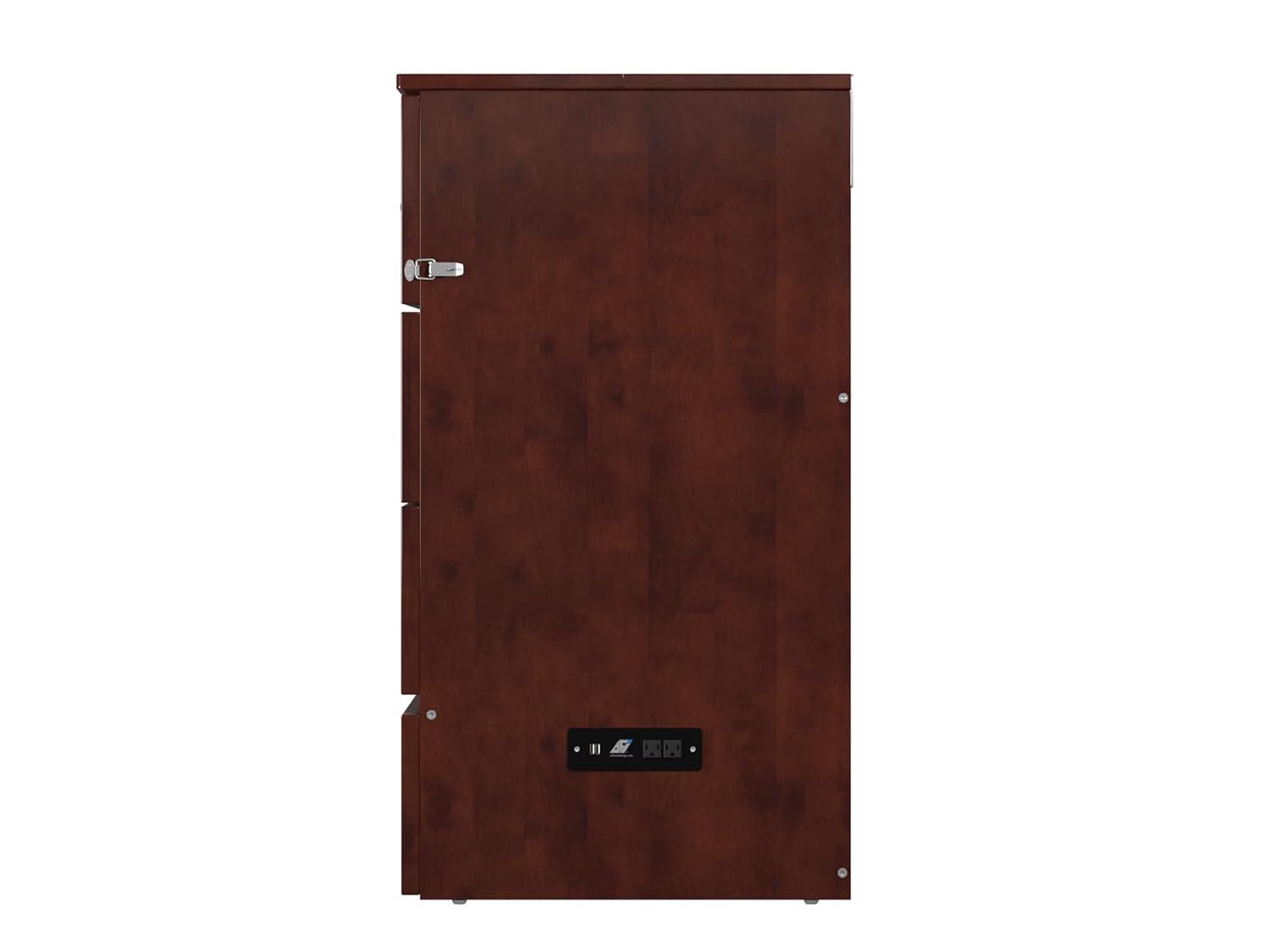 Full Deerfield Murphy Bed Chest with Charger Walnut - AFI: Bedroom Furniture, No Box Spring Needed
