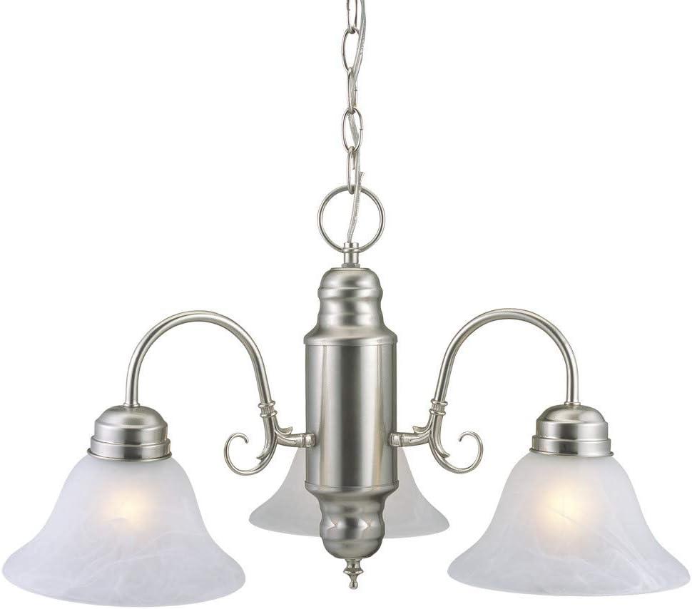 Satin Nickel 22" Modern 3-Light Chandelier with Alabaster Glass Shades