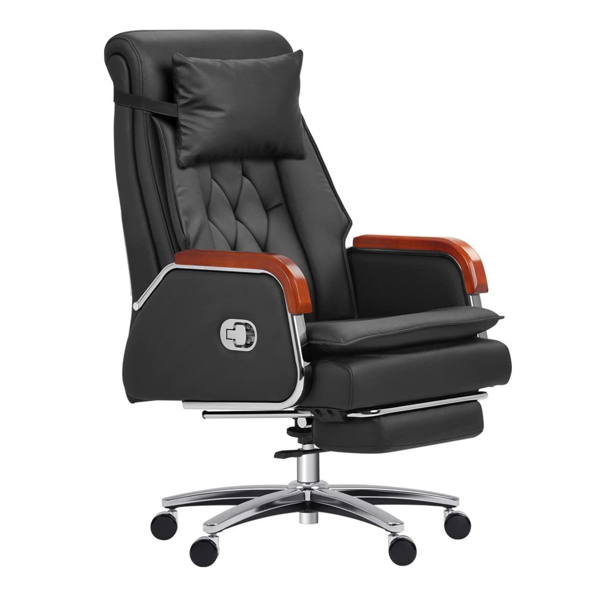 Kinnls Kinnls Cameron Massage Chair Genuine Leather Executive Chair With Headrest