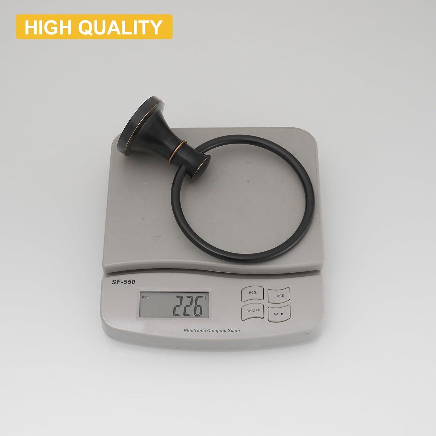 BESy Oil Rubbed Bronze Bathroom Hand Towel Ring Towel Holder, Rustproof Wall Mounted Bathroom Hardware Accessory SUS 304 Stainless Steel Towel Rack