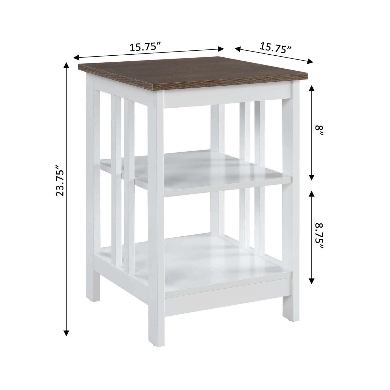 Convenience Concepts Mission End Table, Driftwood/White