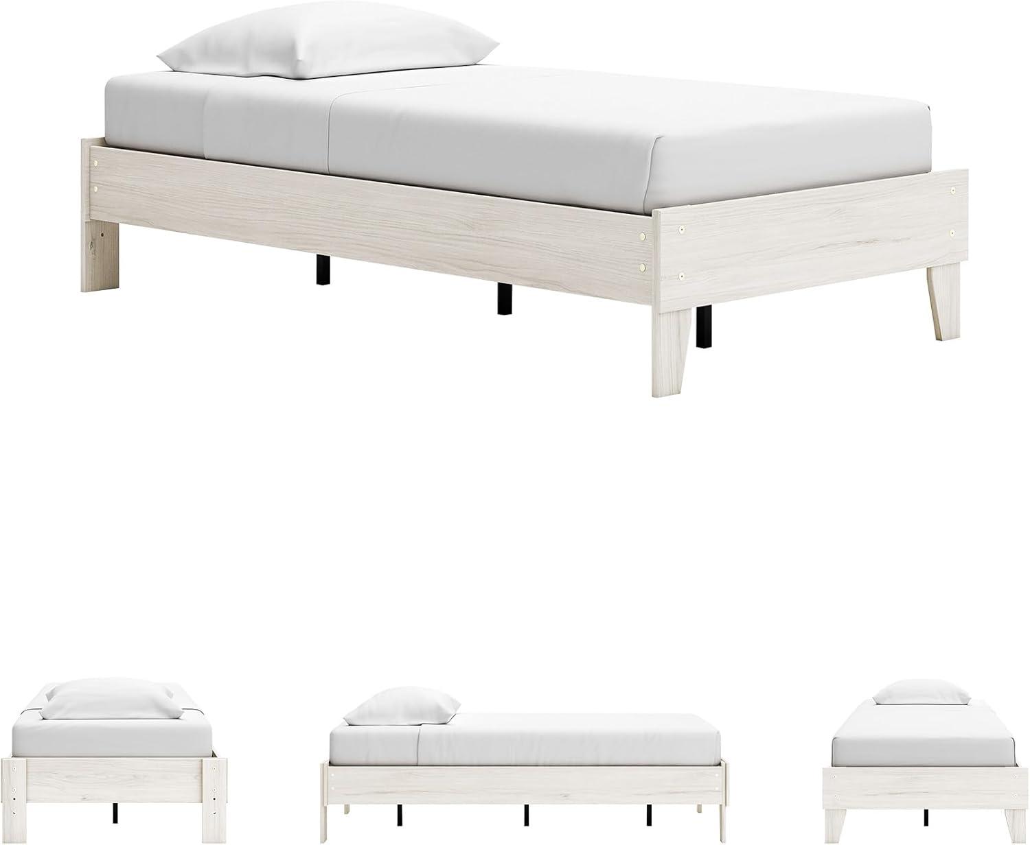 Twin Socalle Platform Bed Natural - Signature Design by Ashley: Contemporary Space-Saving, No Box Spring Required