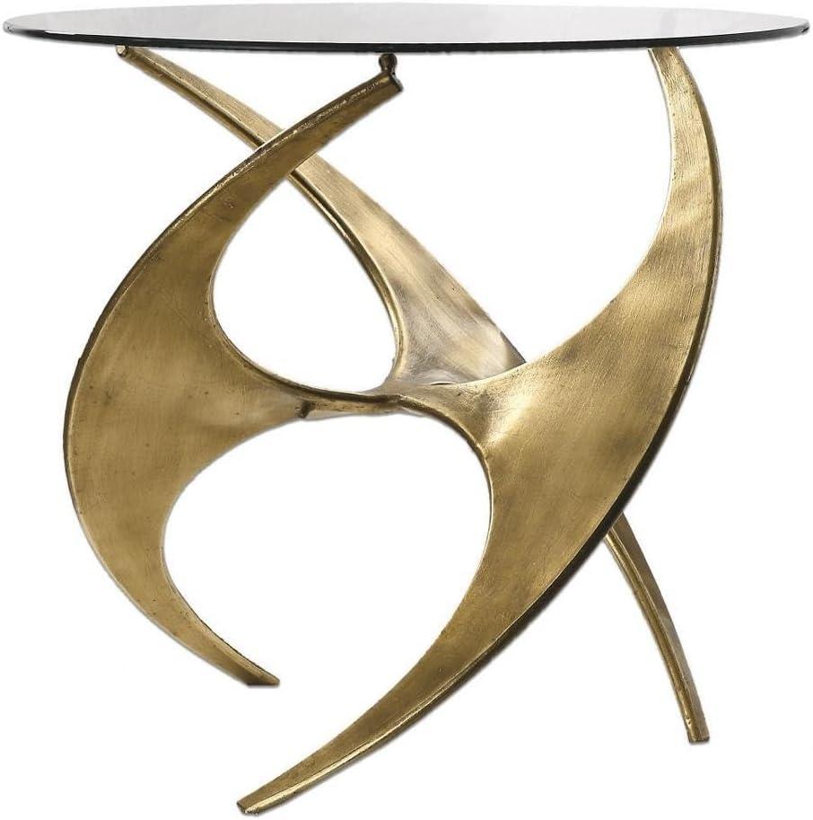 Uttermost Graciano Contemporary Metal and Glass Accent Table in Gold