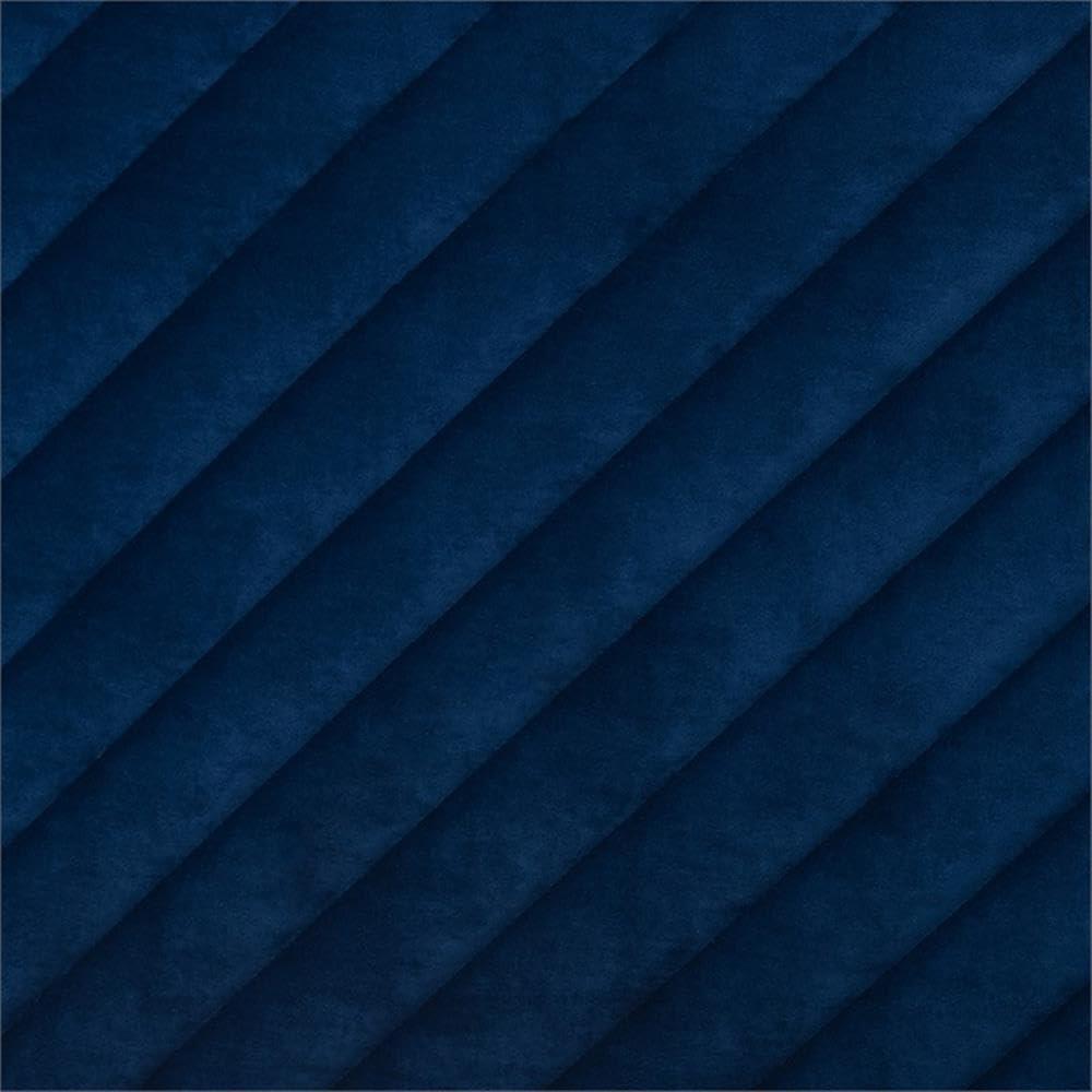 King Fabrico Velvet Fabric Upholstered and Metal Platform Bed Navy Blue/Gold - Baxton Studio