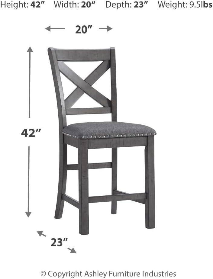 Myshanna Transitional Gray Wood Counter Height Barstool, Set of 2