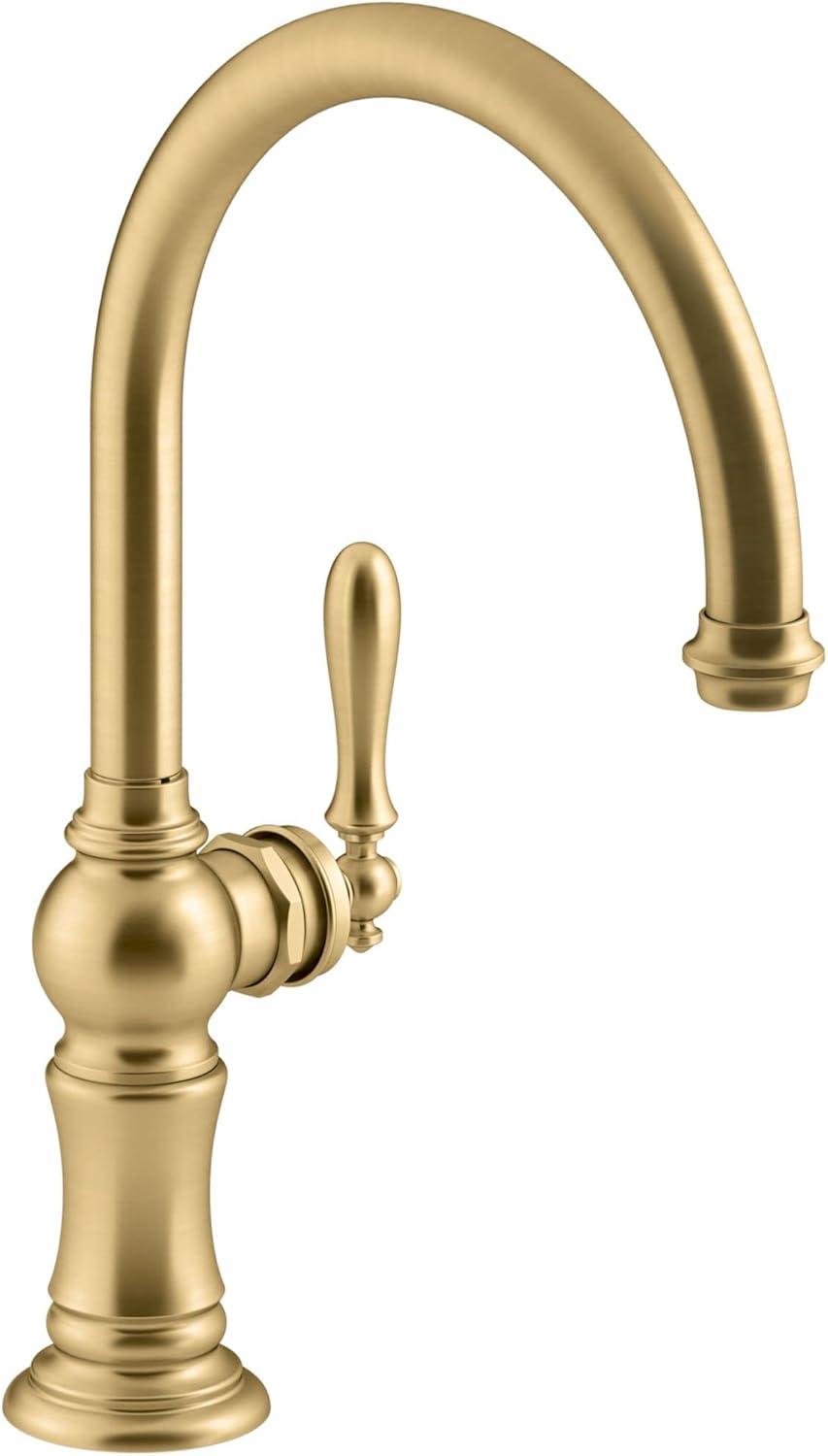 Brushed Brass High-Arc Single-Handle Kitchen Faucet