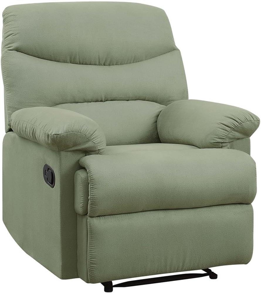 ACME Arcadia Smooth Microfiber Recliner Chair with External Handle, Sage Green