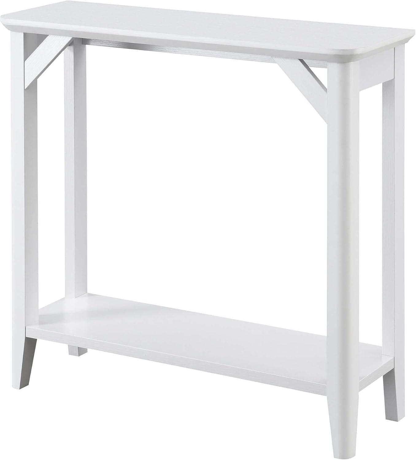 Convenience Concepts Winston Hall Table with Shelf in White Wood Finish