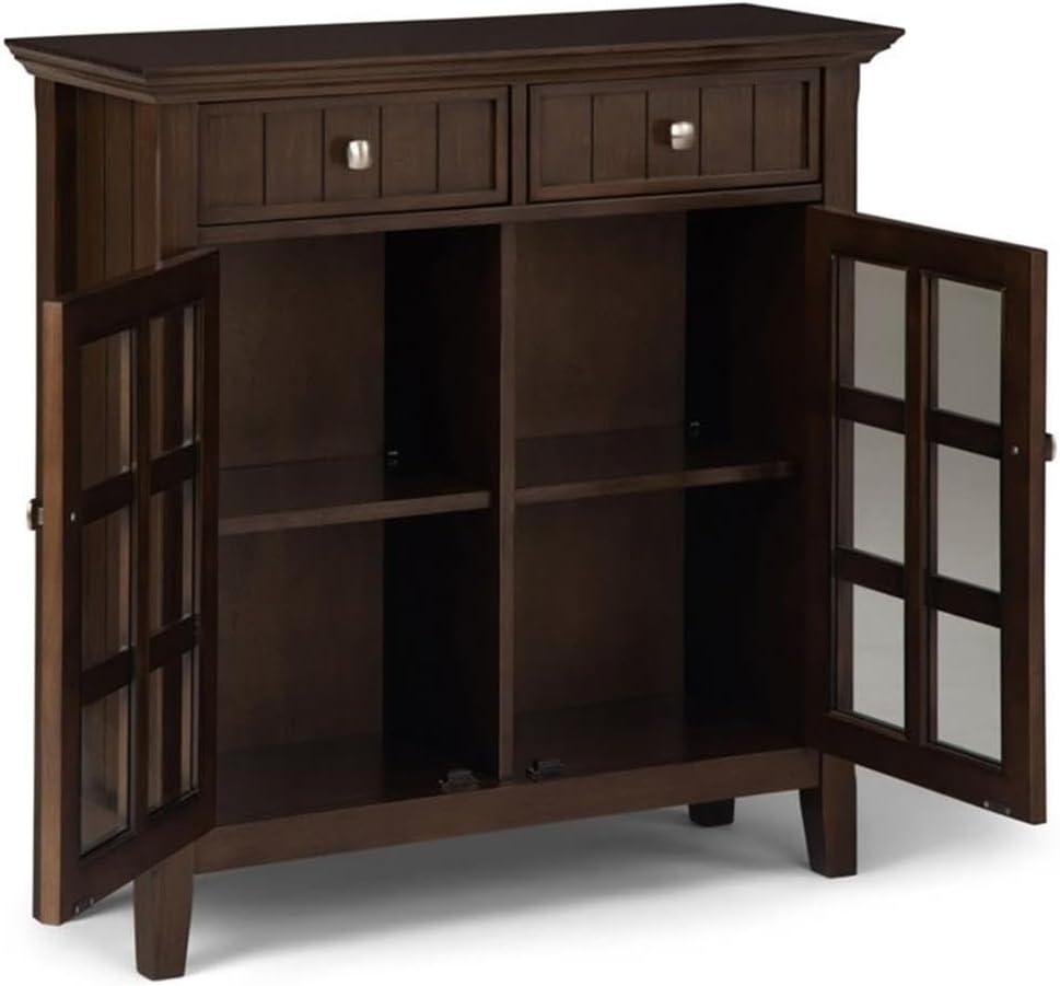 Simpli Home Acadian Wood 36" Transitional Entryway Cabinet in Natural Brown