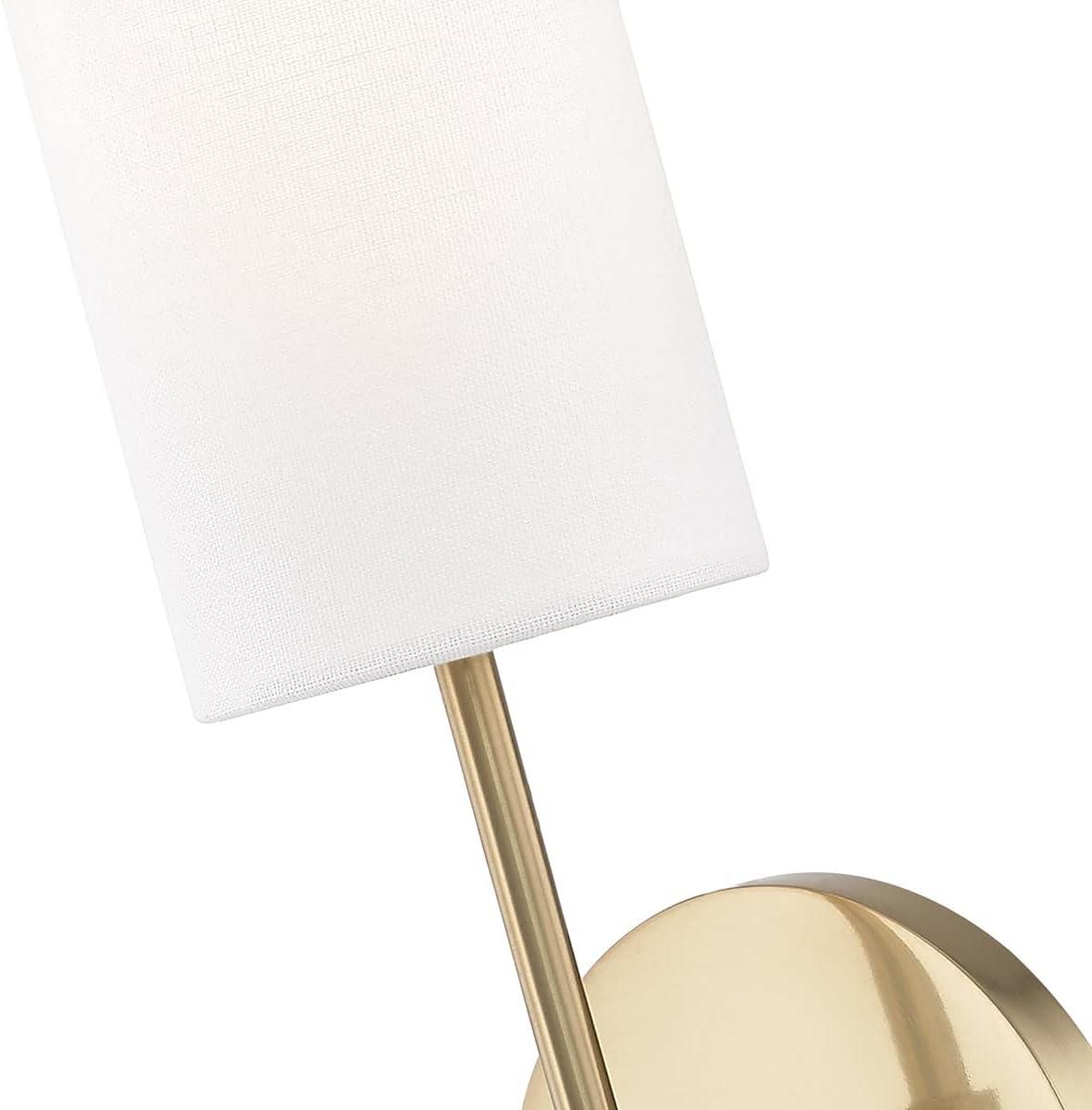 Elegant Aged Brass Outdoor Dimmable Wall Sconce with White Linen Shade