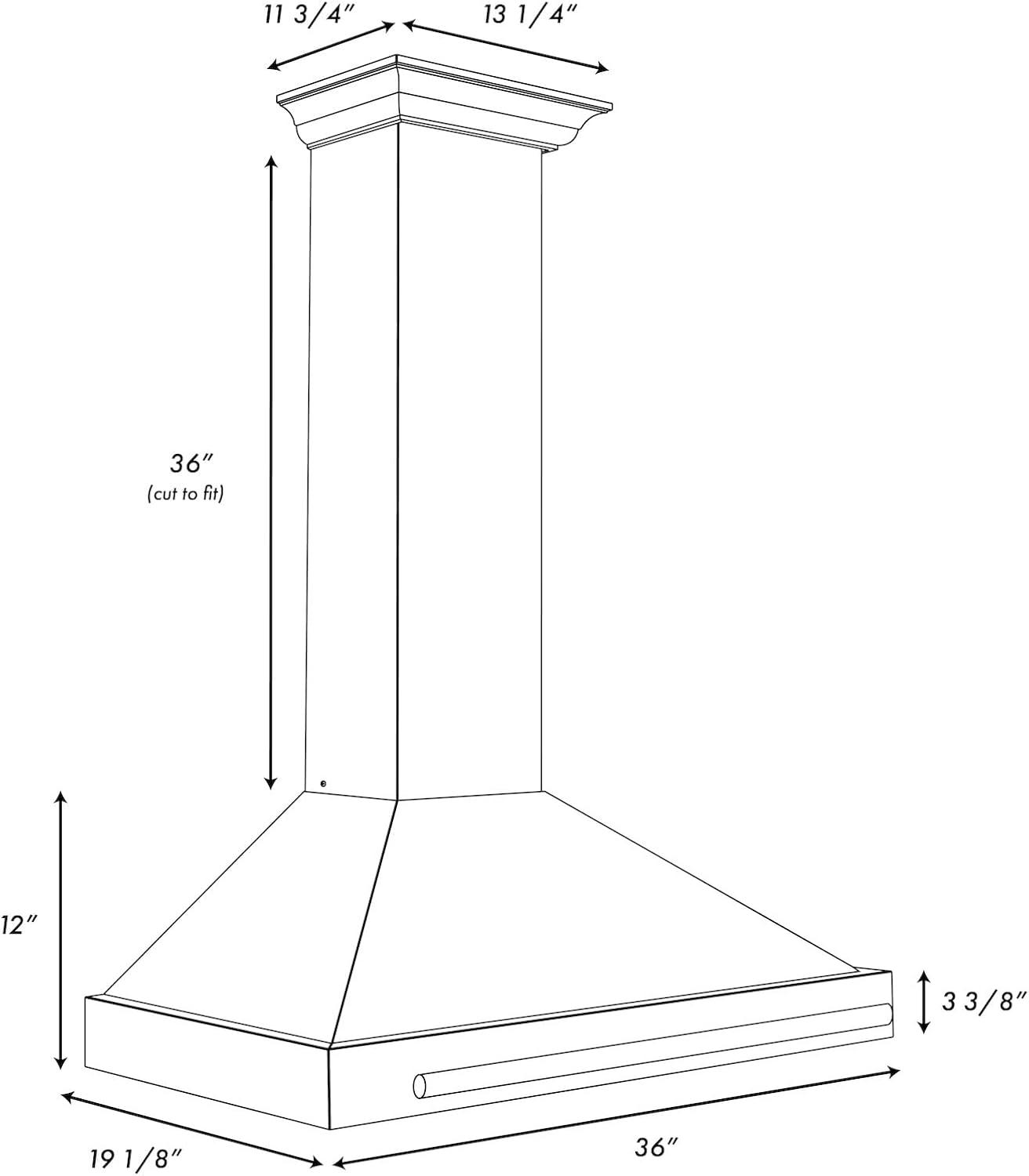 36'' Stainless Steel and Black Matte Convertible Range Hood with Gold Handle