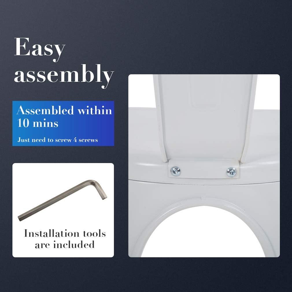 Metal Chairs Set of 4, Stackable Metal Patio Chairs 18 Inch Seat Height, Indoor/Outdoor Tolix Side Chair with Back, 330LBS Weight Capacity, Chic Kitchen Dining Chairs, Black