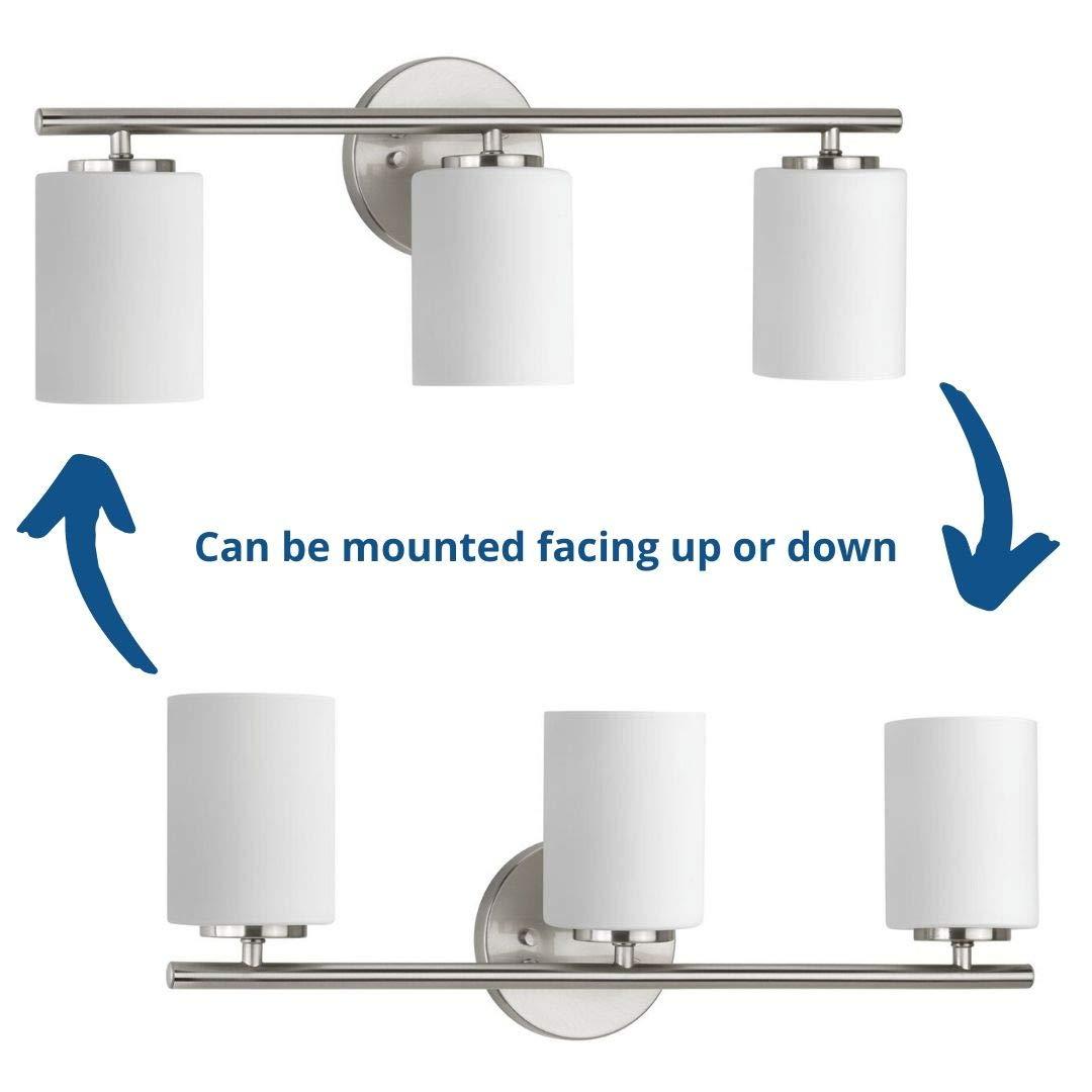 Progress Lighting Replay Collection 3-Light Bath Vanity, Brushed Nickel, Shade Included