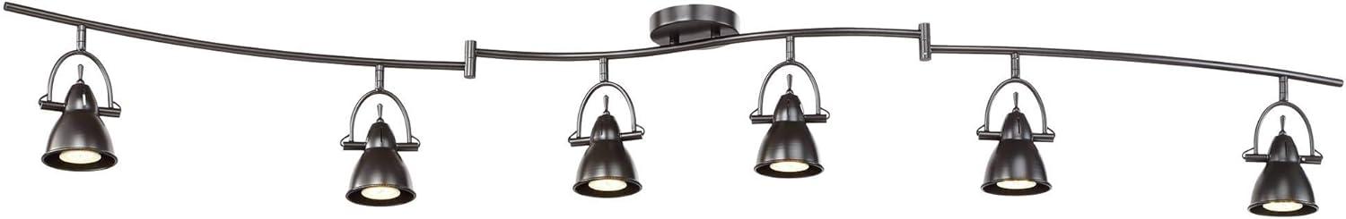 Pro Track Thorndale 6-Head LED Ceiling Track Light Fixture Kit Spot Light GU10 Brown Bronze Finish Metal Farmhouse Rustic Kitchen Bathroom 68" Wide