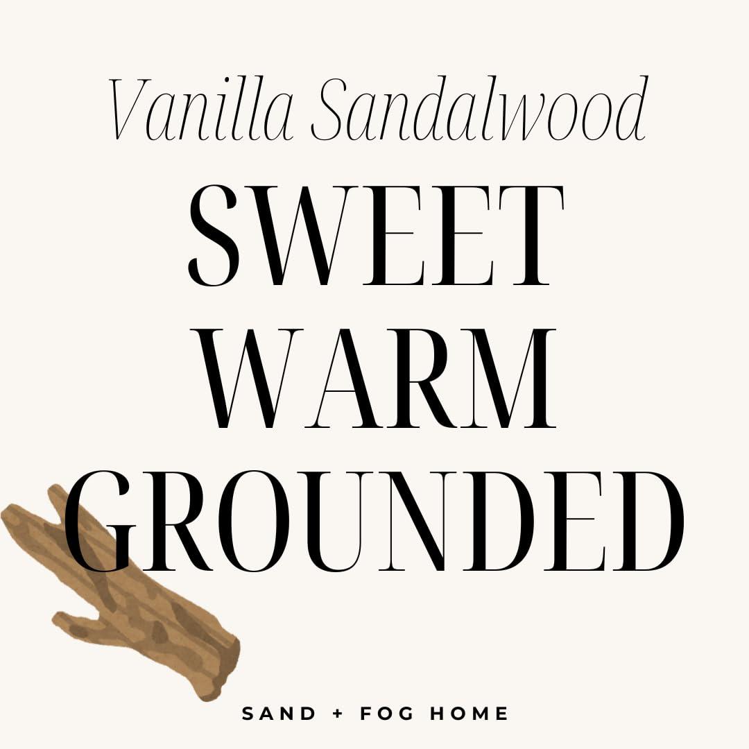 Sand + Fog Scented Candle - Vanilla Sandalwood – Additional Scents and Sizes – 100% Cotton Lead-Free Wick - Luxury Air Freshening Jar Candles - Perfect Home Decor – 12oz