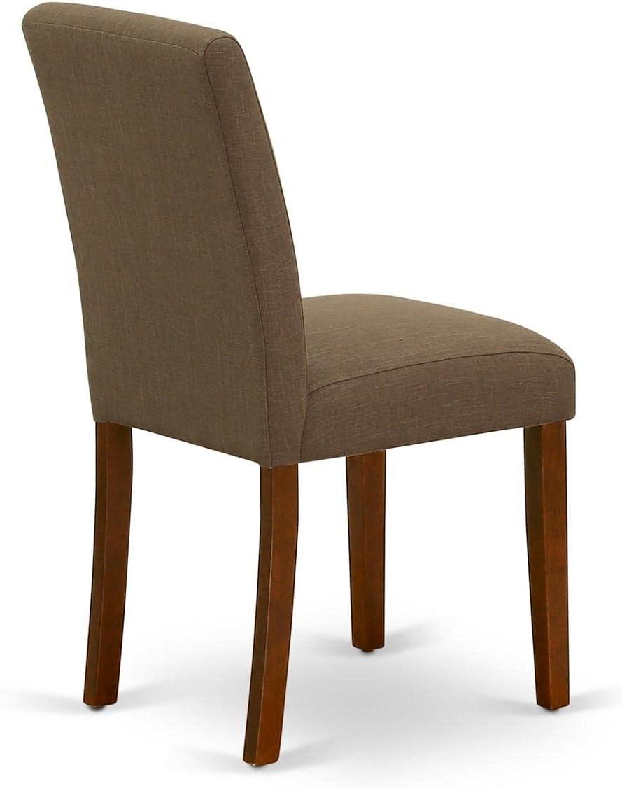 East West Furniture Abbott 35" Linen Dining Chairs in Mahogany/Coffee (Set of 2)