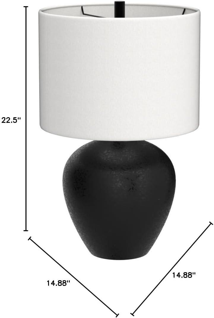 Signature Design by Ashley Ladstow Table Lamp Black/White: Ceramic Body, Drum Shade, 3-Way Switch