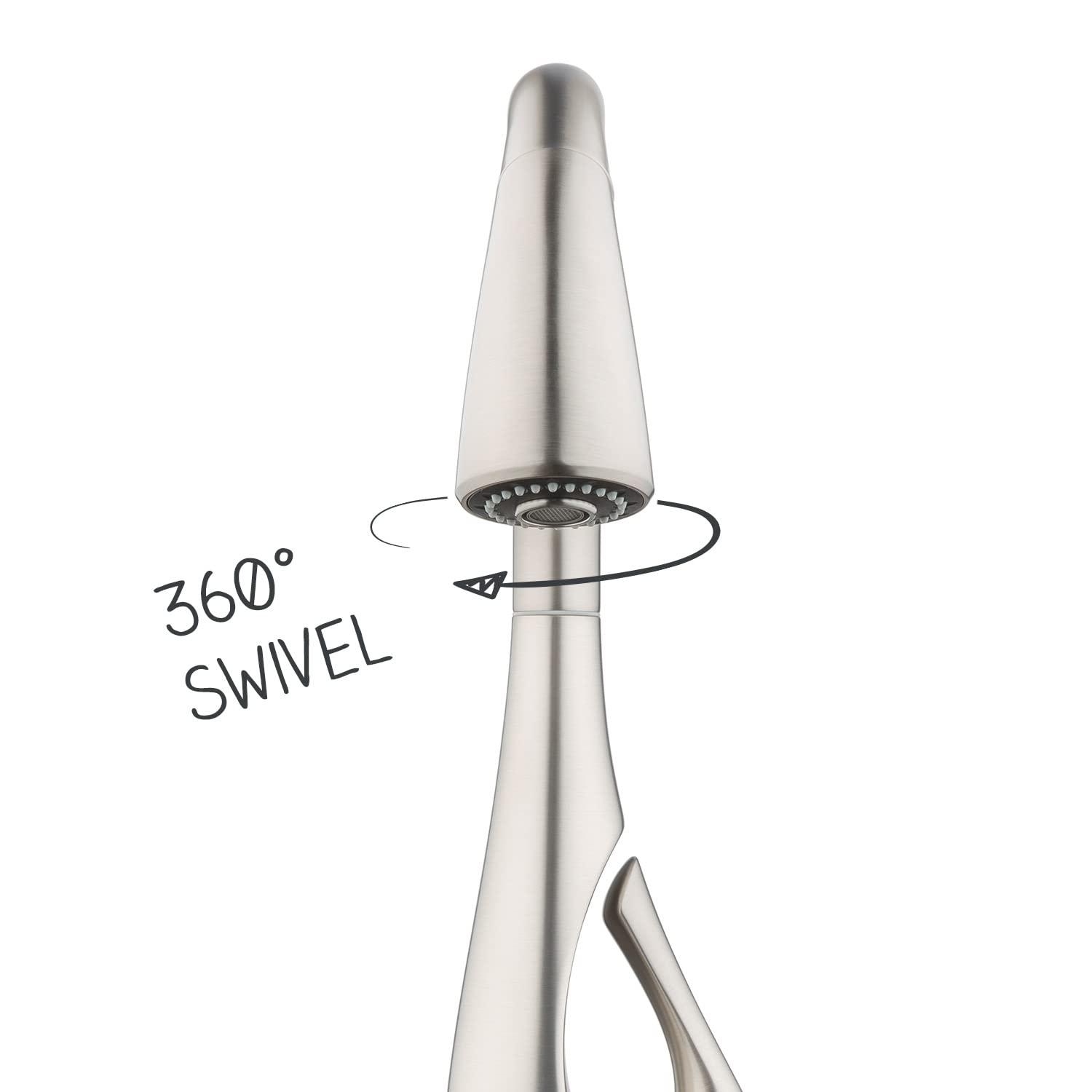 Pfister Indira Spot Defense Stainless Steel Double Handle Deck-mount Pull-down Kitchen Faucet with Sprayer ( Deck Plate Included ) (Soap Dispenser Included)